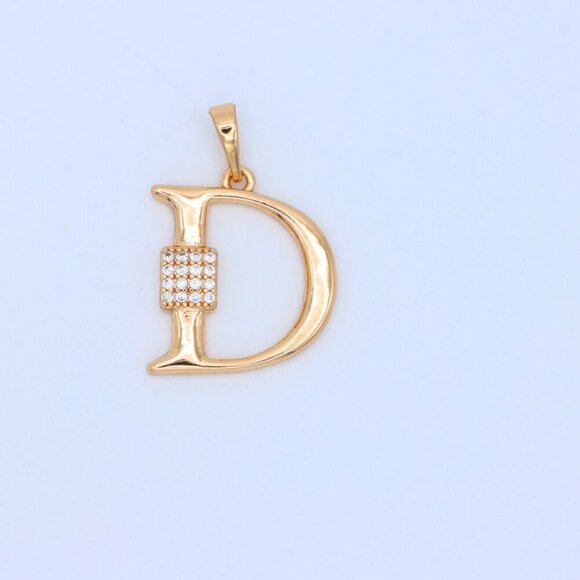 "Rose Gold Plated D Initial Pendant with Sparkling Crystal Detail, XPPT1415 - Picture 11 of 13